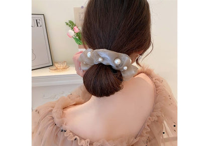 Faux Pearl Organza Scrunchie SpreePicky