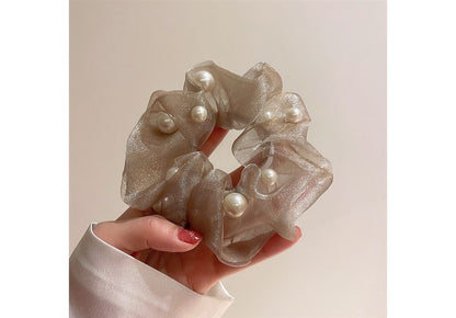 Faux Pearl Organza Scrunchie SpreePicky