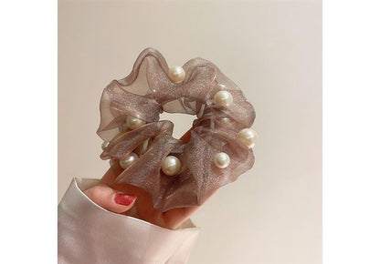 Faux Pearl Organza Scrunchie SpreePicky