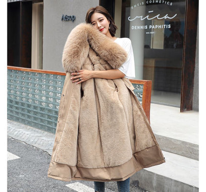 Fluffy Hooded Padded Zip-Up Long Coat SpreePicky