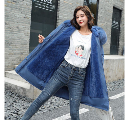 Fluffy Hooded Padded Zip-Up Long Coat SpreePicky