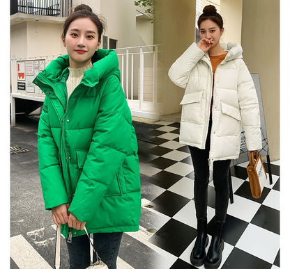 Hooded Plain Padded Coat SpreePicky