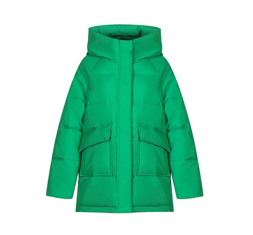 Hooded Plain Padded Coat SpreePicky