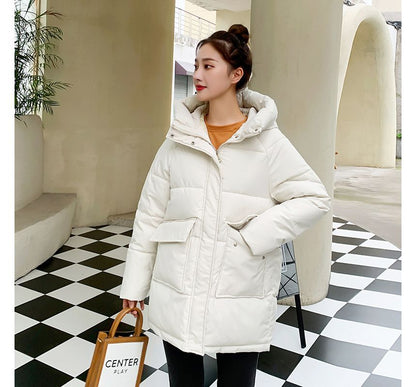 Hooded Plain Padded Coat SpreePicky