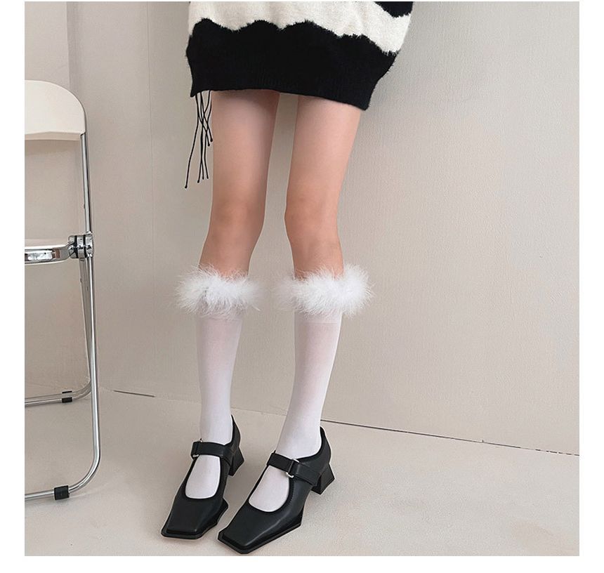 Feather Accent Tall Socks SpreePicky