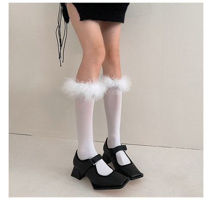 Feather Accent Tall Socks SpreePicky