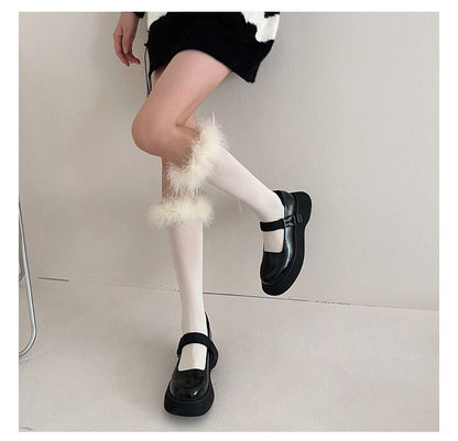 Feather Accent Tall Socks SpreePicky