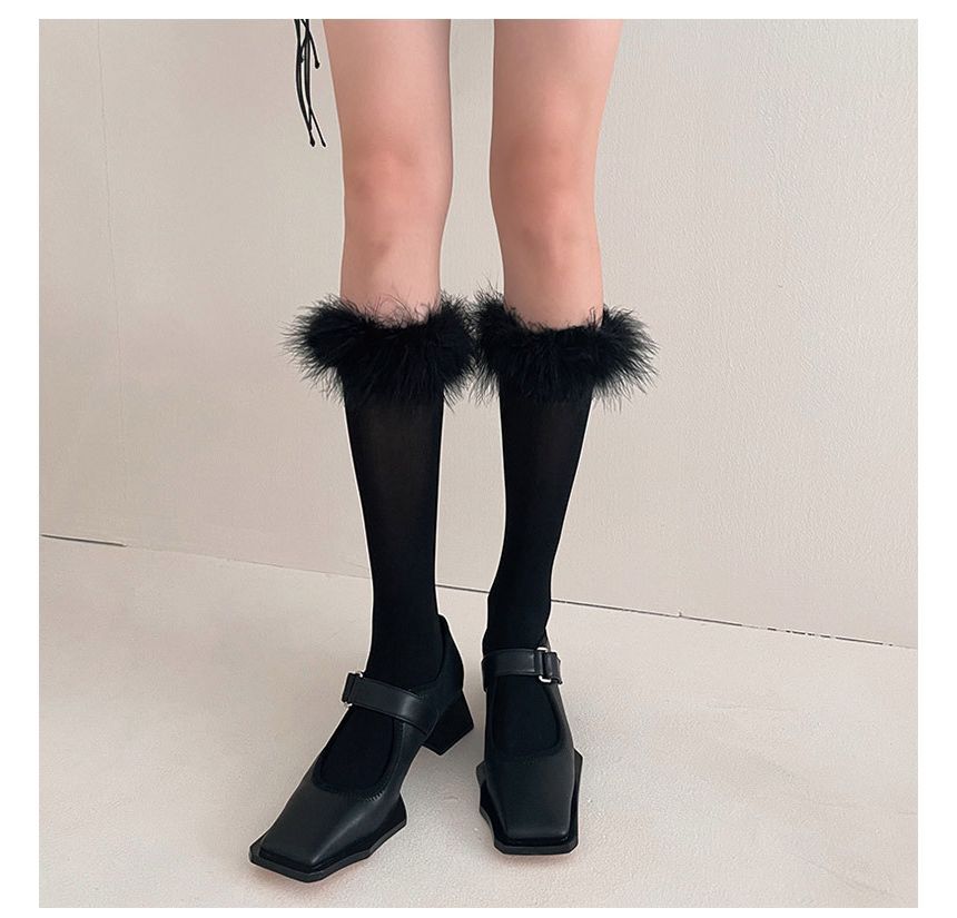 Feather Accent Tall Socks SpreePicky