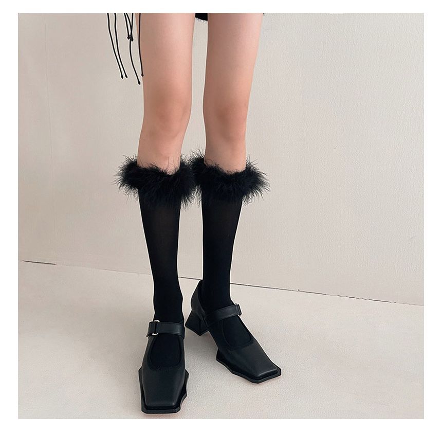 Feather Accent Tall Socks SpreePicky