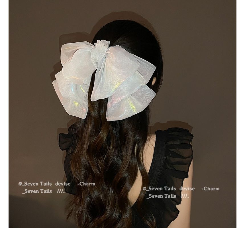 Holographic Mesh Bow Hair Clip SpreePicky