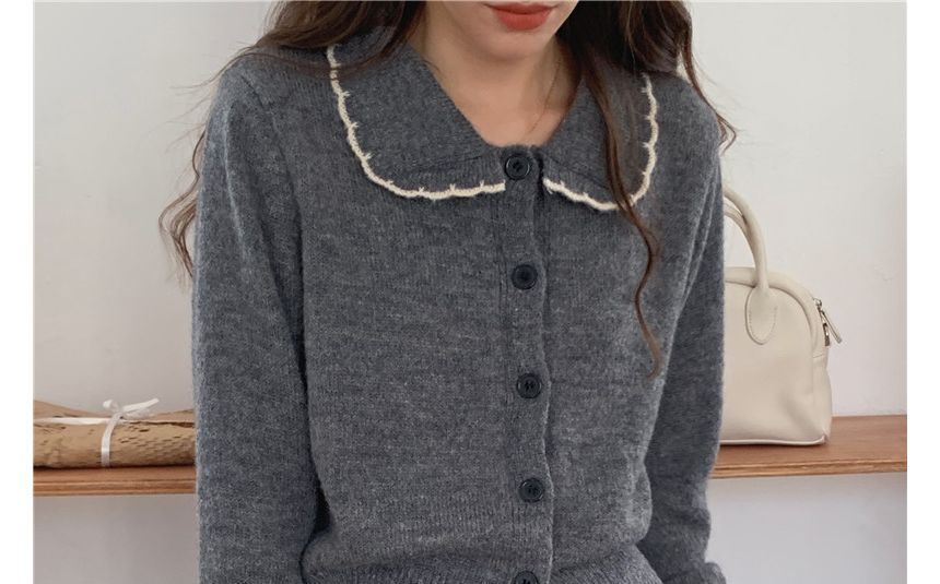 Collar Contrast Trim Cardigan mySite