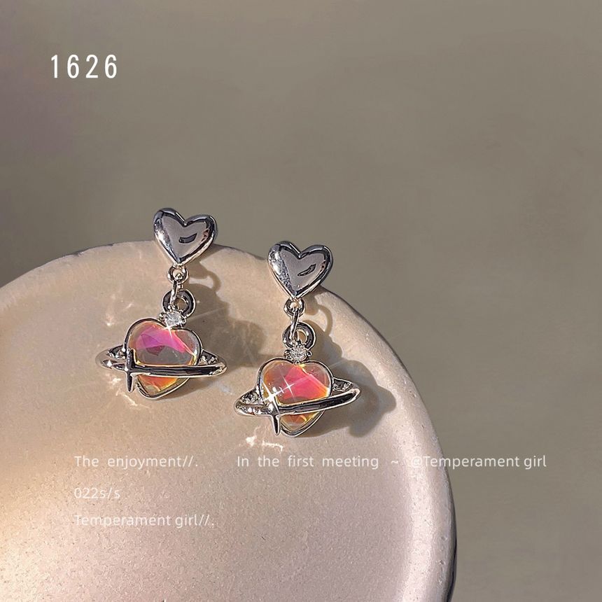 Heart Planet Alloy Dangle Earring SpreePicky