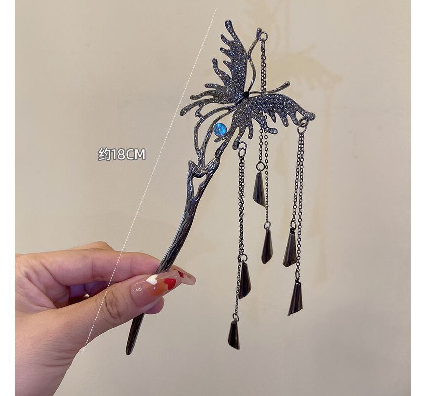 Butterfly Fringed Alloy Hair Stick / Hair Clip SpreePicky