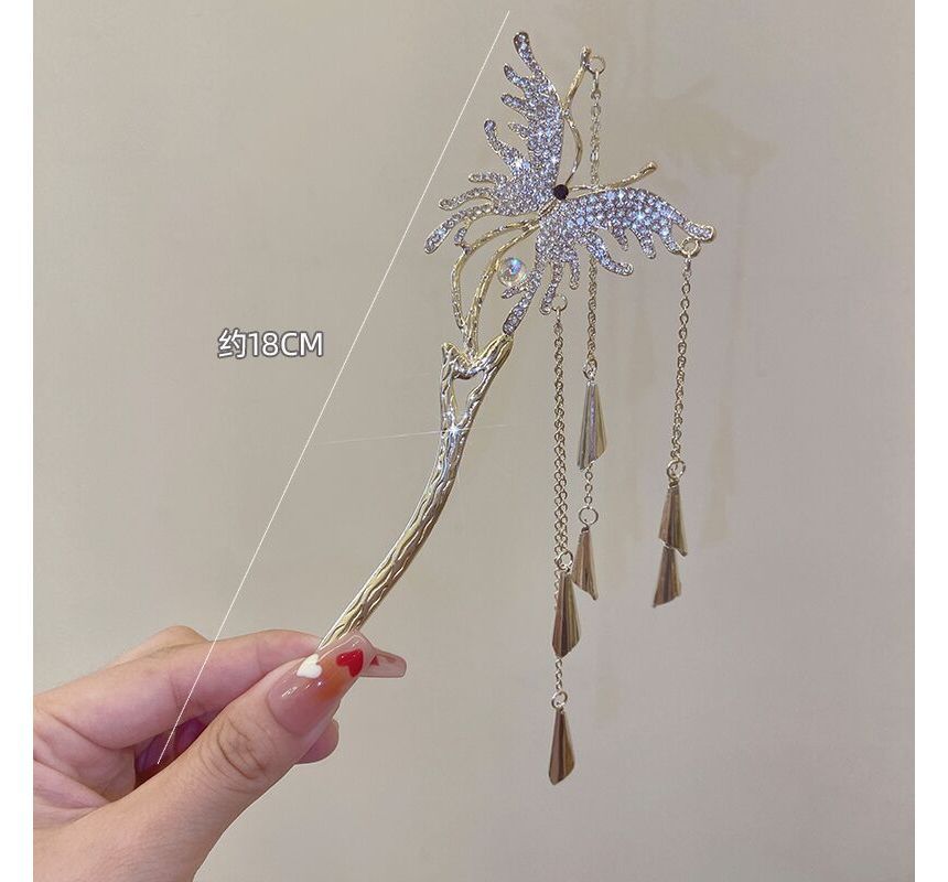 Butterfly Fringed Alloy Hair Stick / Hair Clip SpreePicky