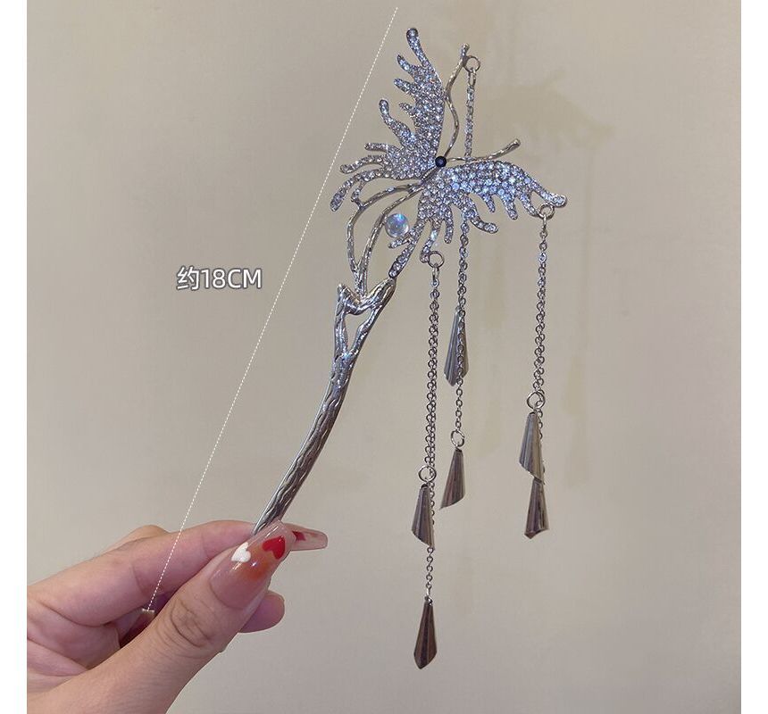 Butterfly Fringed Alloy Hair Stick / Hair Clip SpreePicky