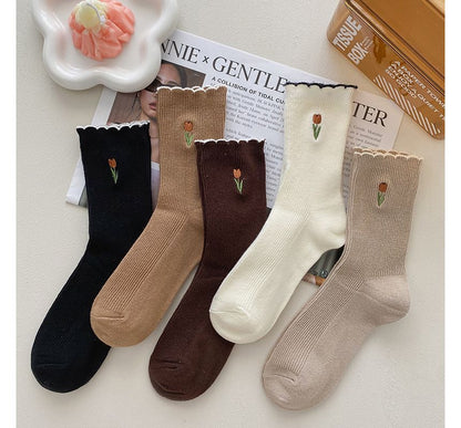 Flower Embroidered Socks / Set SpreePicky