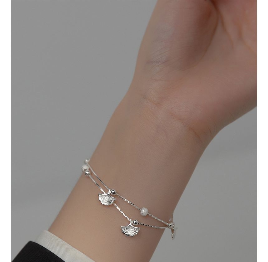 Leaf Layered Sterling Silver Bracelet SpreePicky