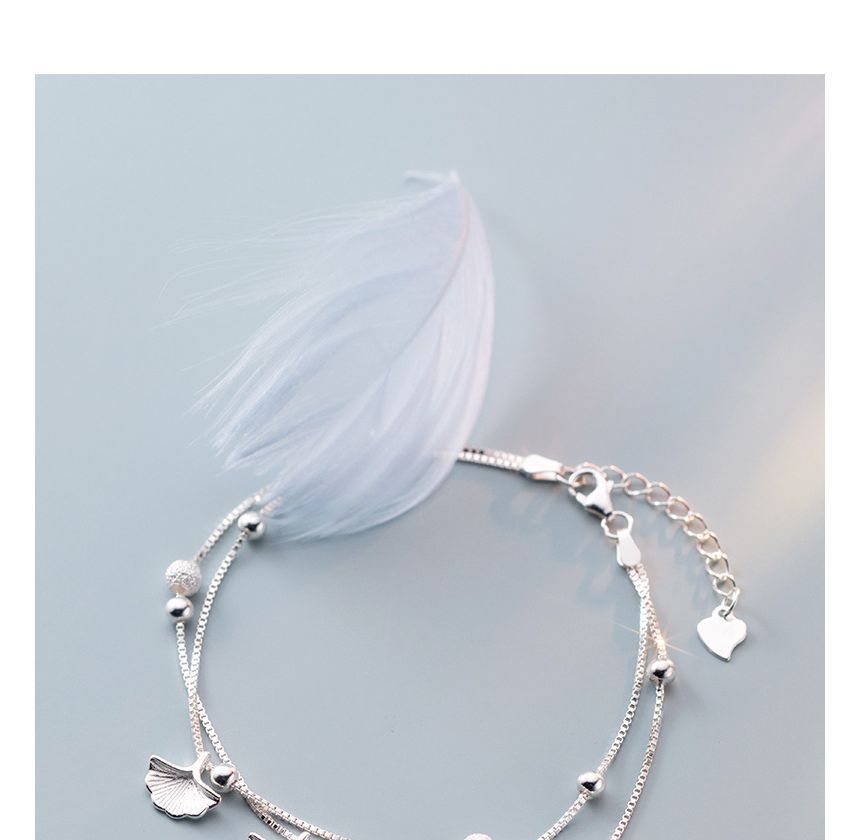 Leaf Layered Sterling Silver Bracelet SpreePicky