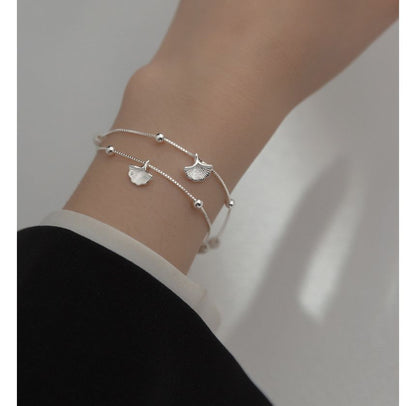 Leaf Layered Sterling Silver Bracelet SpreePicky