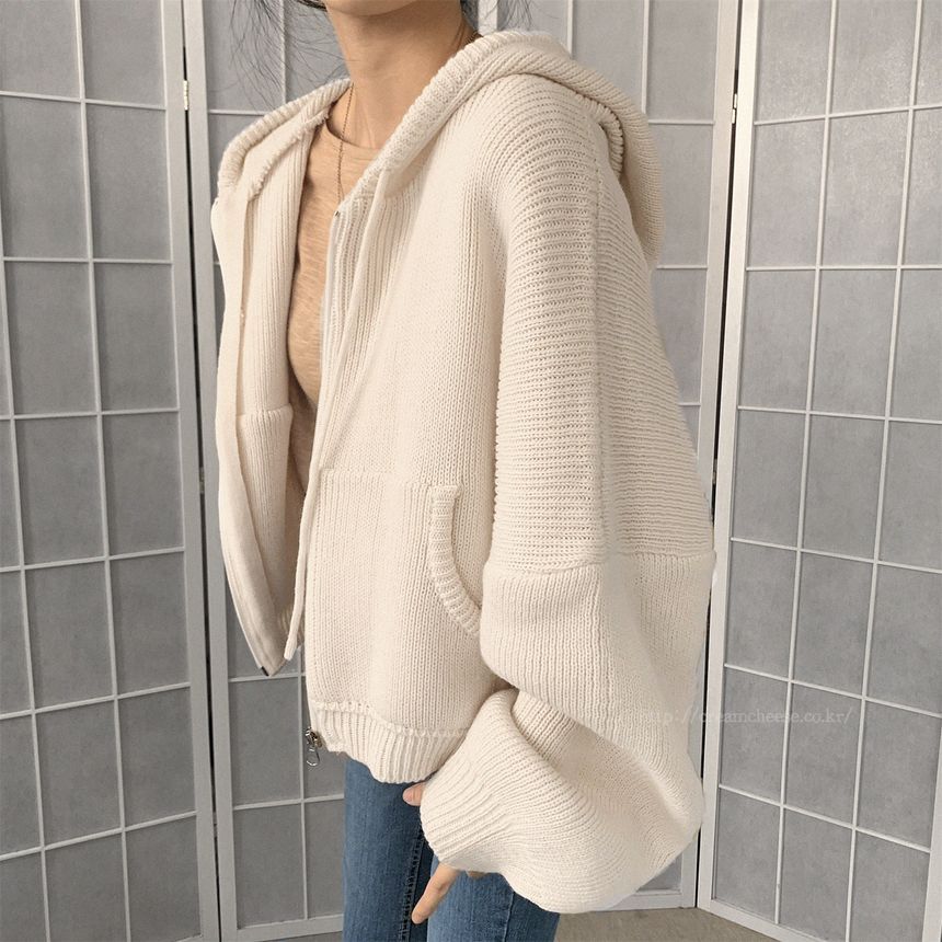 Plain Hooded Zip Cardigan SpreePicky