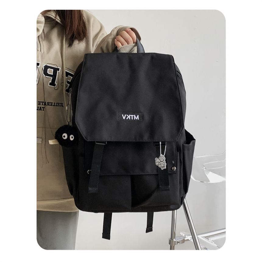 Flap Lettering Embroidered Waterproof Backpack SpreePicky