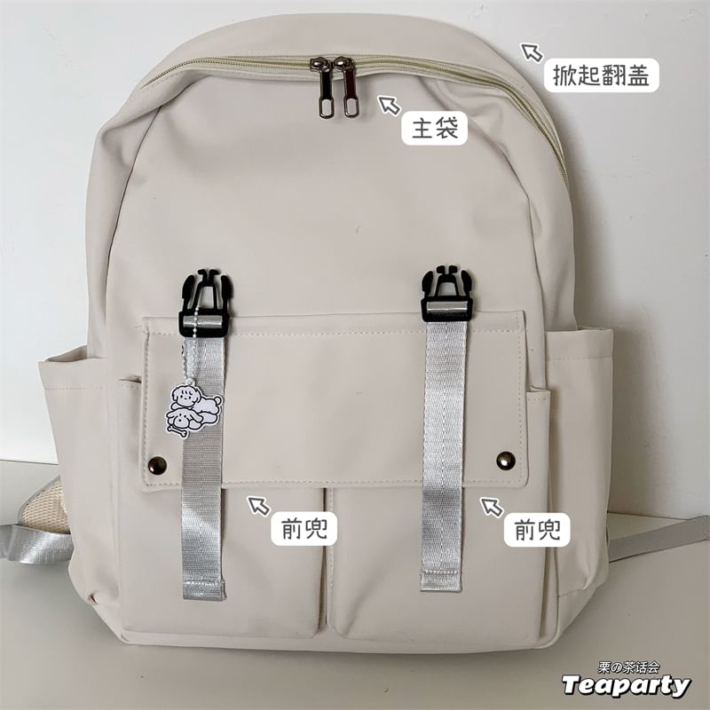 Flap Lettering Embroidered Waterproof Backpack SpreePicky