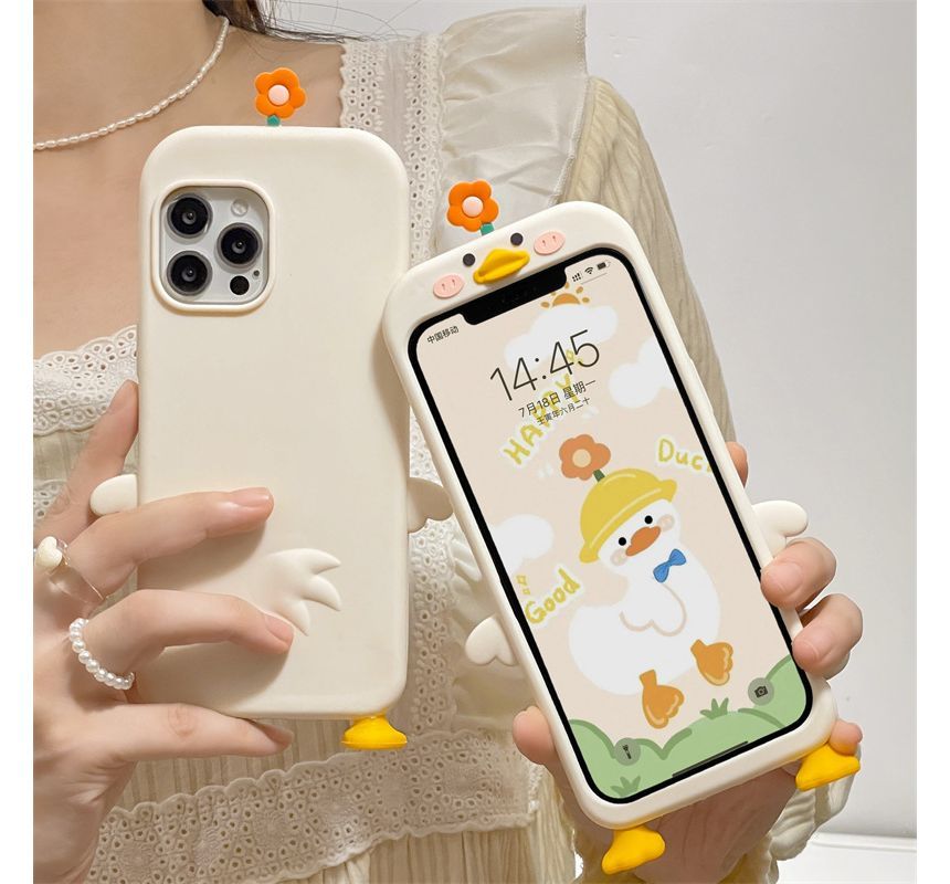 Floral Duck Phone Case - iPhone 14 Pro Max / 14 Pro / 14 Plus / 14 / 13 Pro Max / 13 Pro / 13 / 12 Pro Max / 12 Pro / 12 / 11 Pro Max / 11 / XS Max / XS / XR / X / 8 Plus / 7 Plus / 7 / 8 / SE SpreePicky