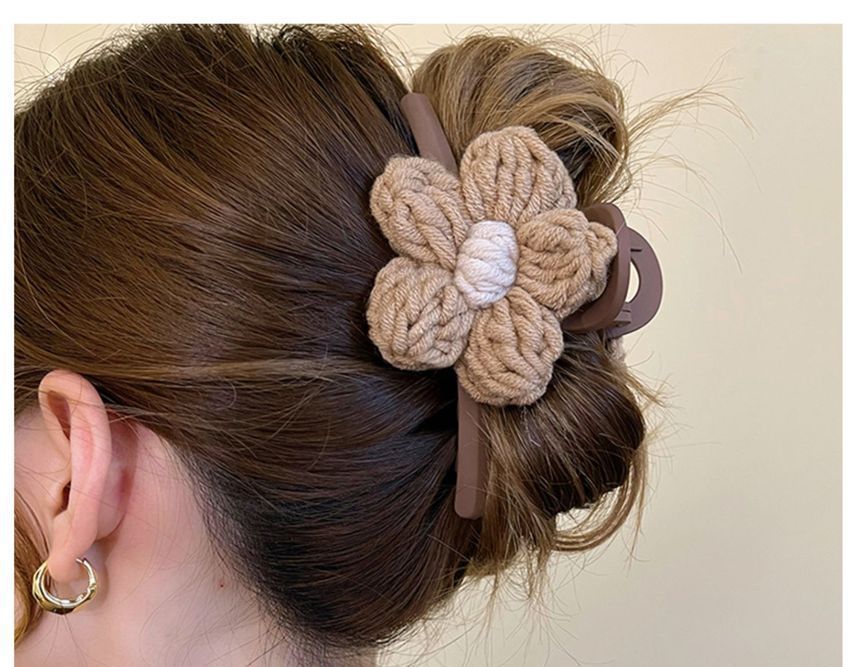 Chenille Flower Accent Hair Clamp SpreePicky