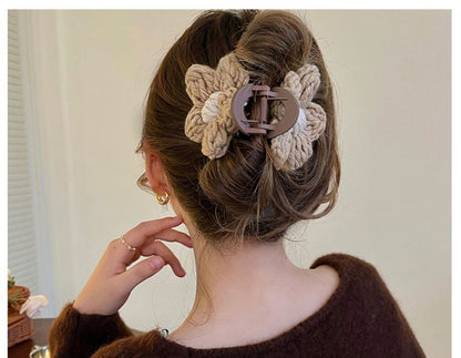 Chenille Flower Accent Hair Clamp SpreePicky