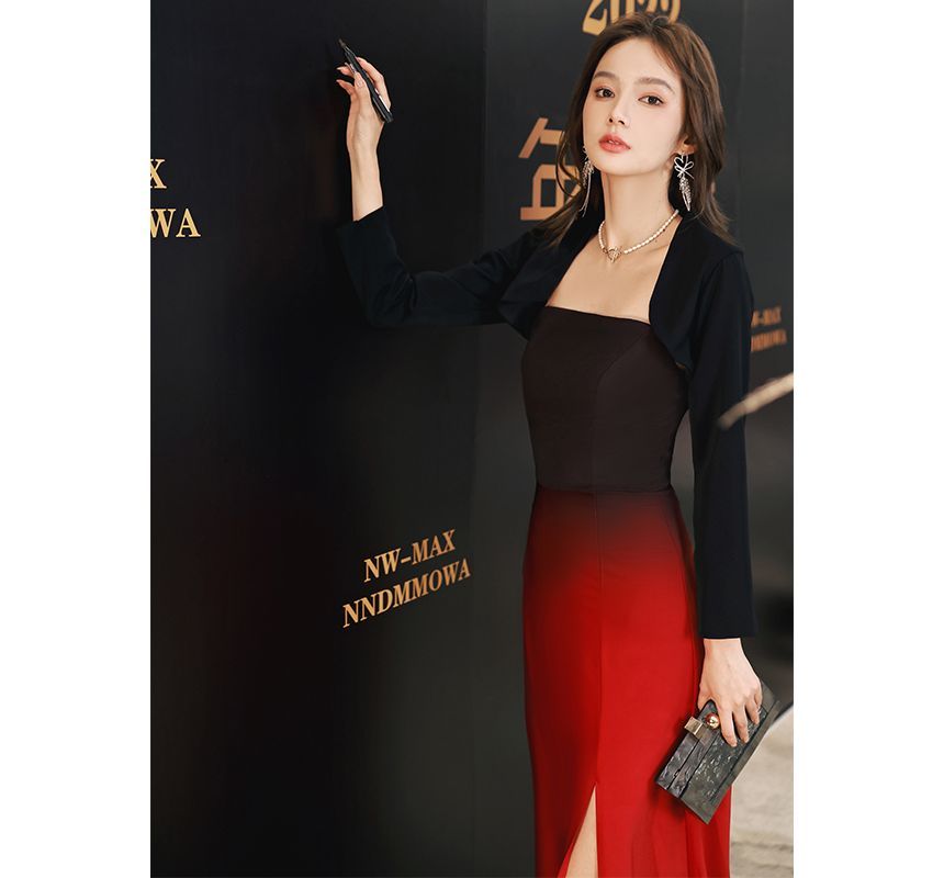 Strapless Gradient Sheath Evening Gown FashionChic