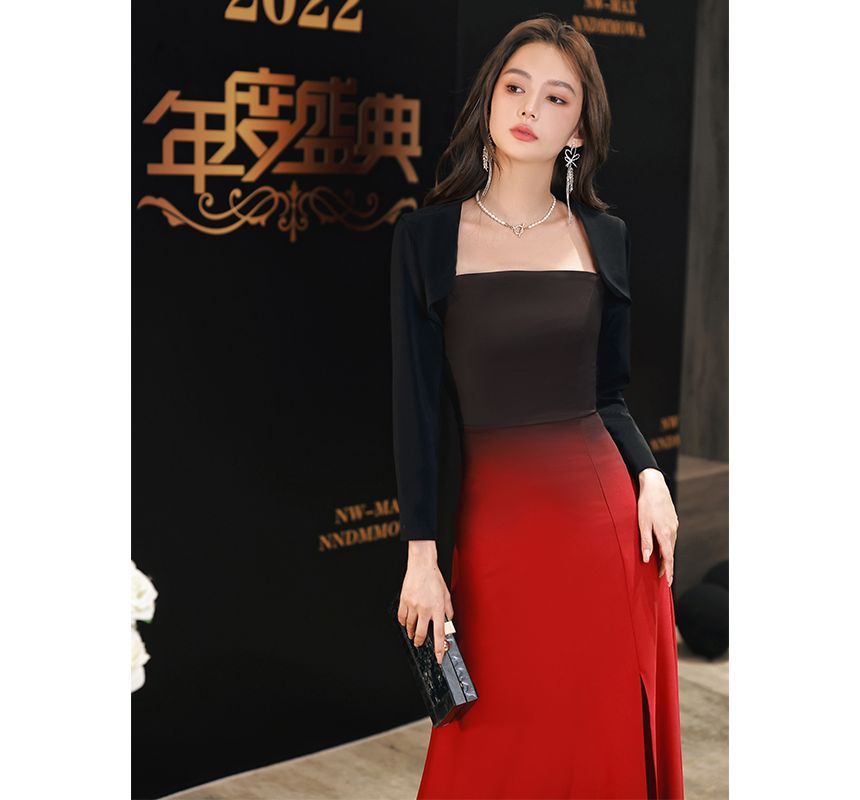 Strapless Gradient Sheath Evening Gown FashionChic