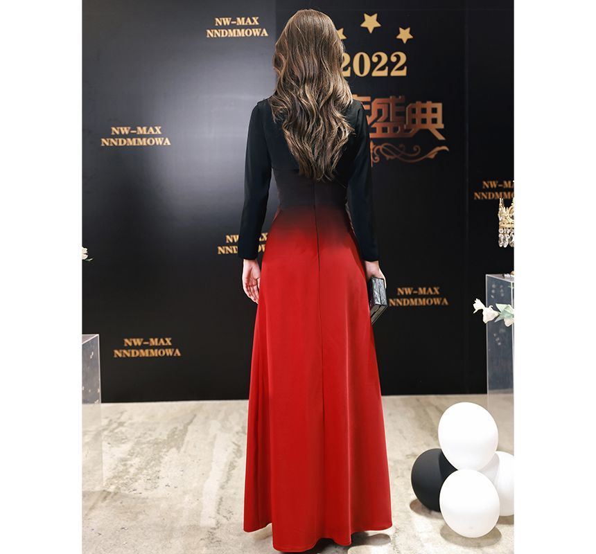 Strapless Gradient Sheath Evening Gown SpreePicky