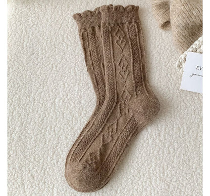 Plain Cable Knit Short Socks Set SpreePicky