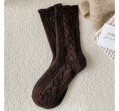 Plain Cable Knit Short Socks Set SpreePicky