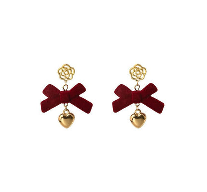 Flocking Bow Alloy Dangle Earring SpreePicky