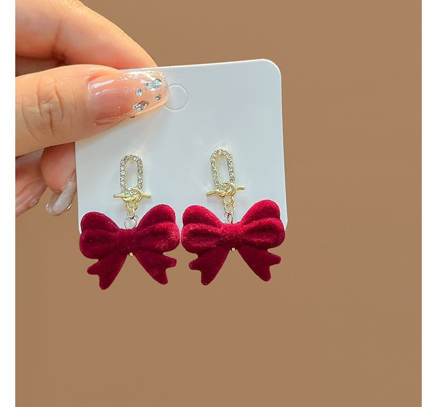 Flocking Bow Alloy Dangle Earring SpreePicky