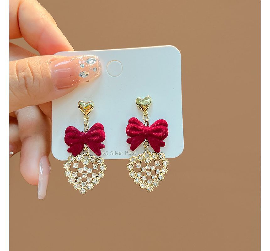 Flocking Bow Alloy Dangle Earring SpreePicky