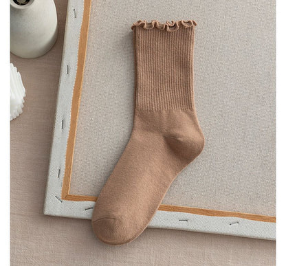 Frill Trim Plain Socks Set SpreePicky