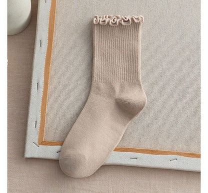 Frill Trim Plain Socks Set SpreePicky