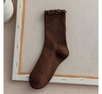 Frill Trim Plain Socks Set SpreePicky