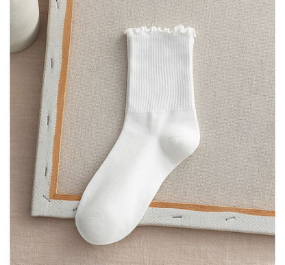 Frill Trim Plain Socks Set SpreePicky