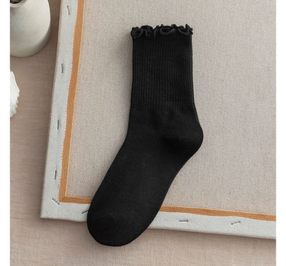 Frill Trim Plain Socks Set SpreePicky