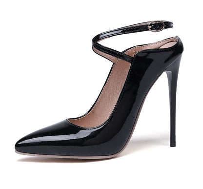 Pointed Toe Criss Cross Patent Leather Stiletto Mules SpreePicky