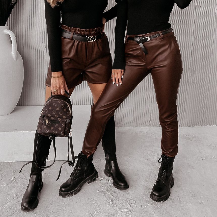 High Rise Faux Leather Slim-Fit Pants SpreePicky