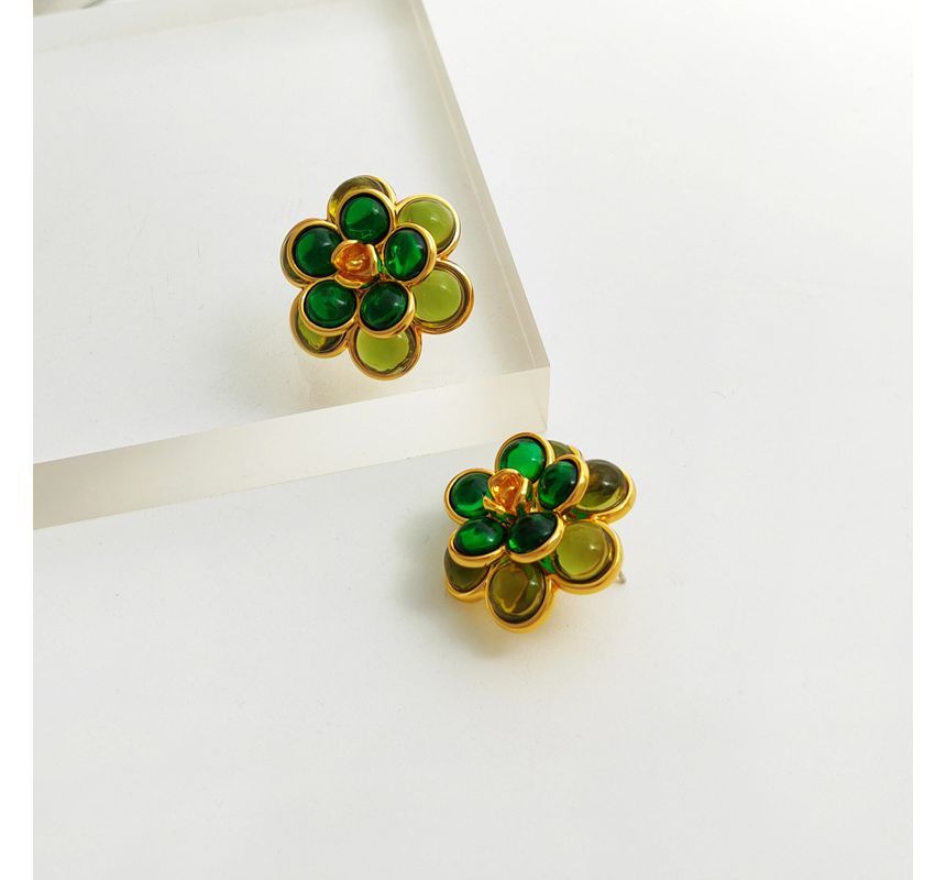 Flower Faux Gemstone Alloy Earring SpreePicky