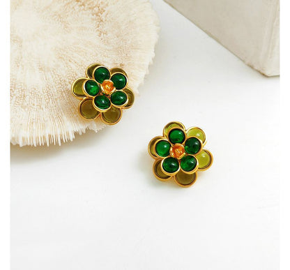 Flower Faux Gemstone Alloy Earring SpreePicky