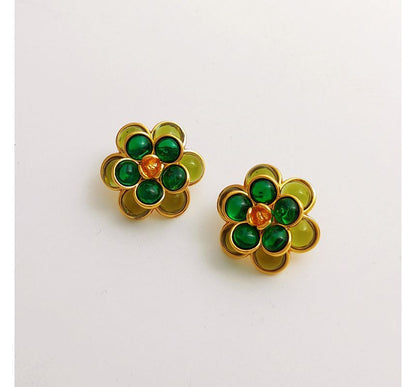 Flower Faux Gemstone Alloy Earring SpreePicky