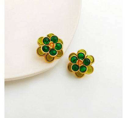 Flower Faux Gemstone Alloy Earring SpreePicky