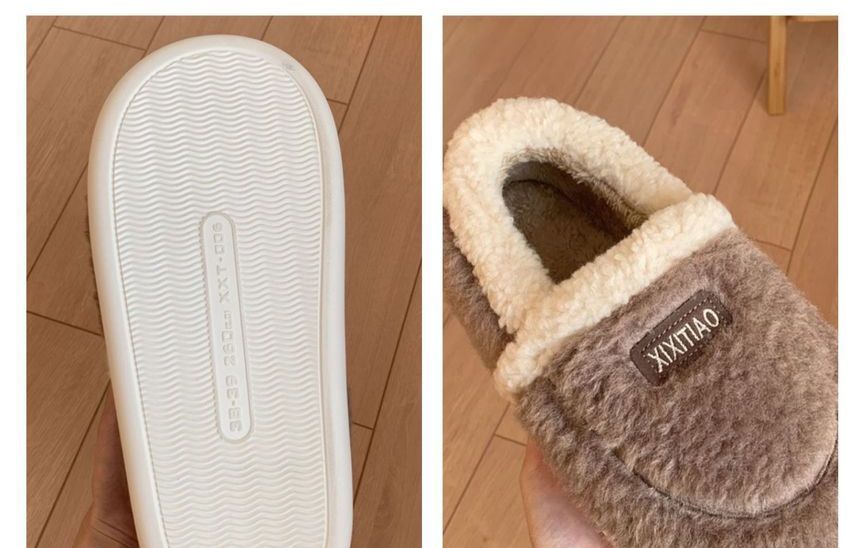 Label Applique Fluffy Slippers SpreePicky