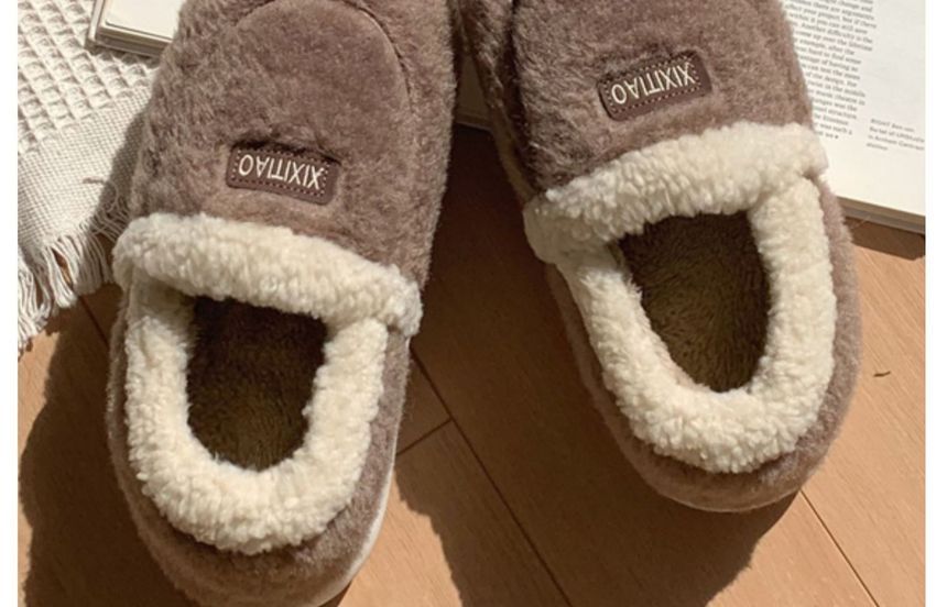 Label Applique Fluffy Slippers SpreePicky